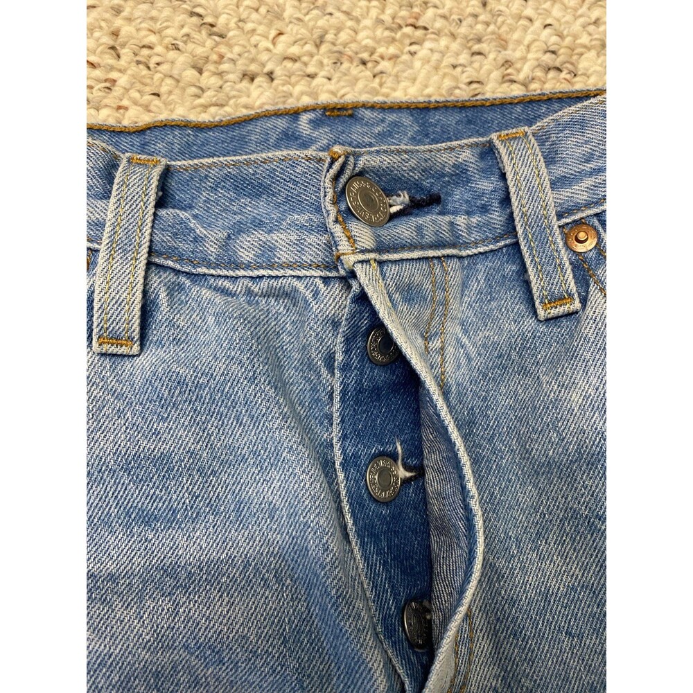 Levi's 501 The 90s High-Rise Button Fly Big E Distressed Straight Leg Light Wash - Picture 8 of 10